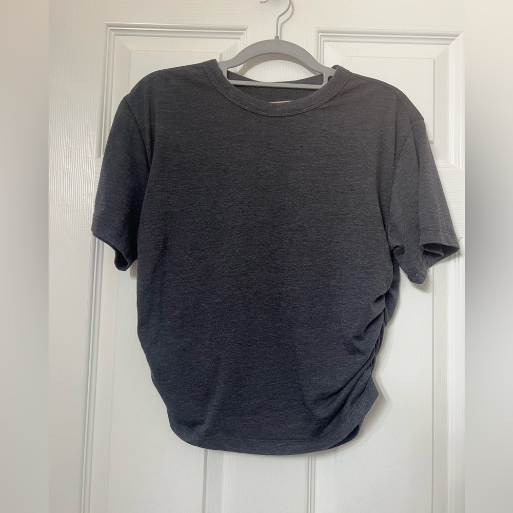 Chaser Organic Cotton Tee with Ruched Sides, Size Small, New, Dark Gray